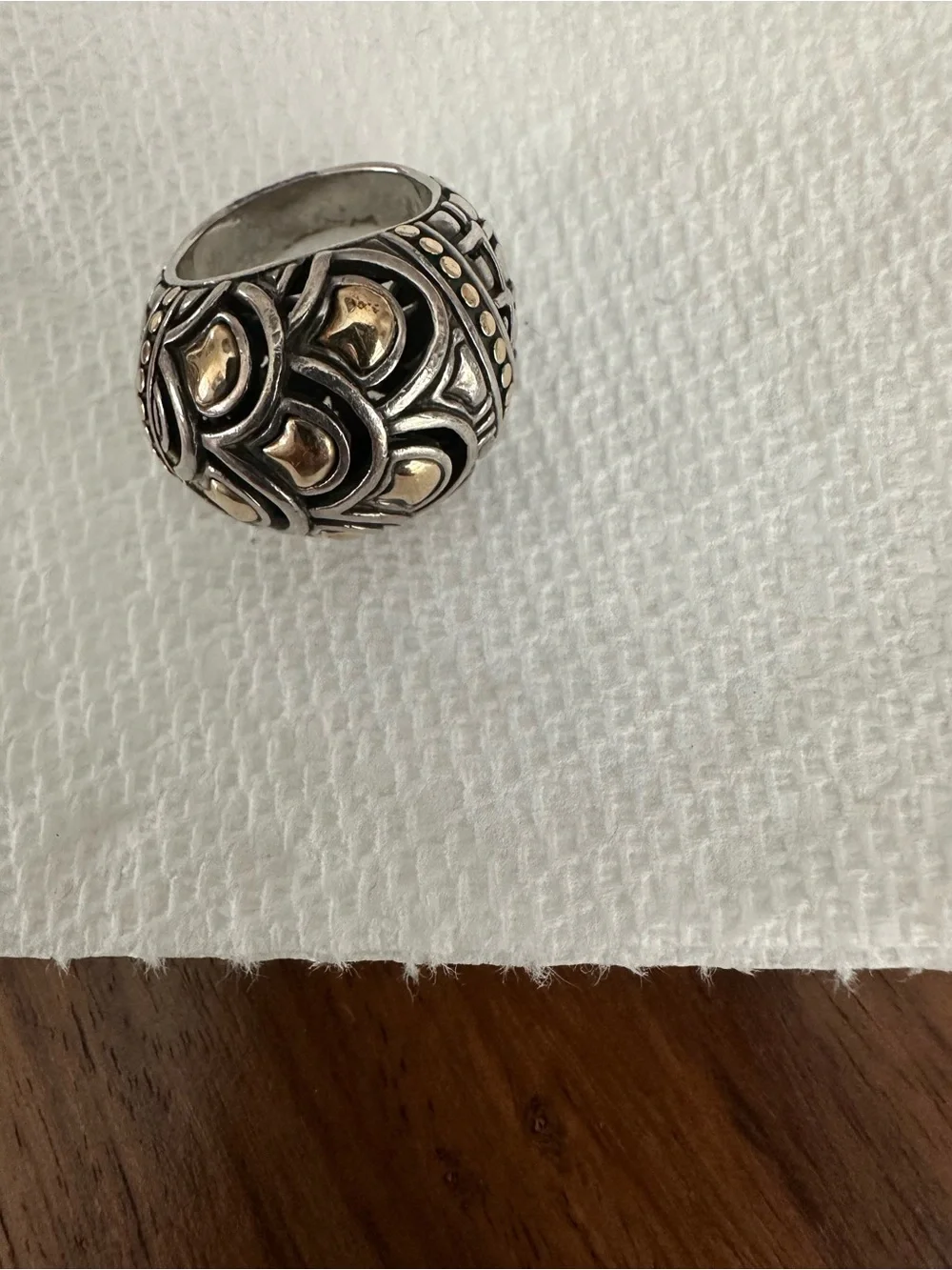 John Hardy Two-Tone Silver and Gold Dome Ring